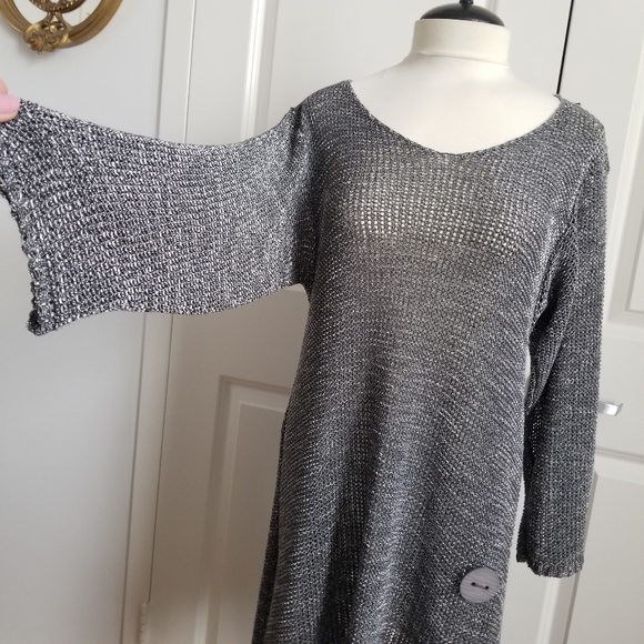Crochet grey tunic above knee length M - Picture 6 of 6